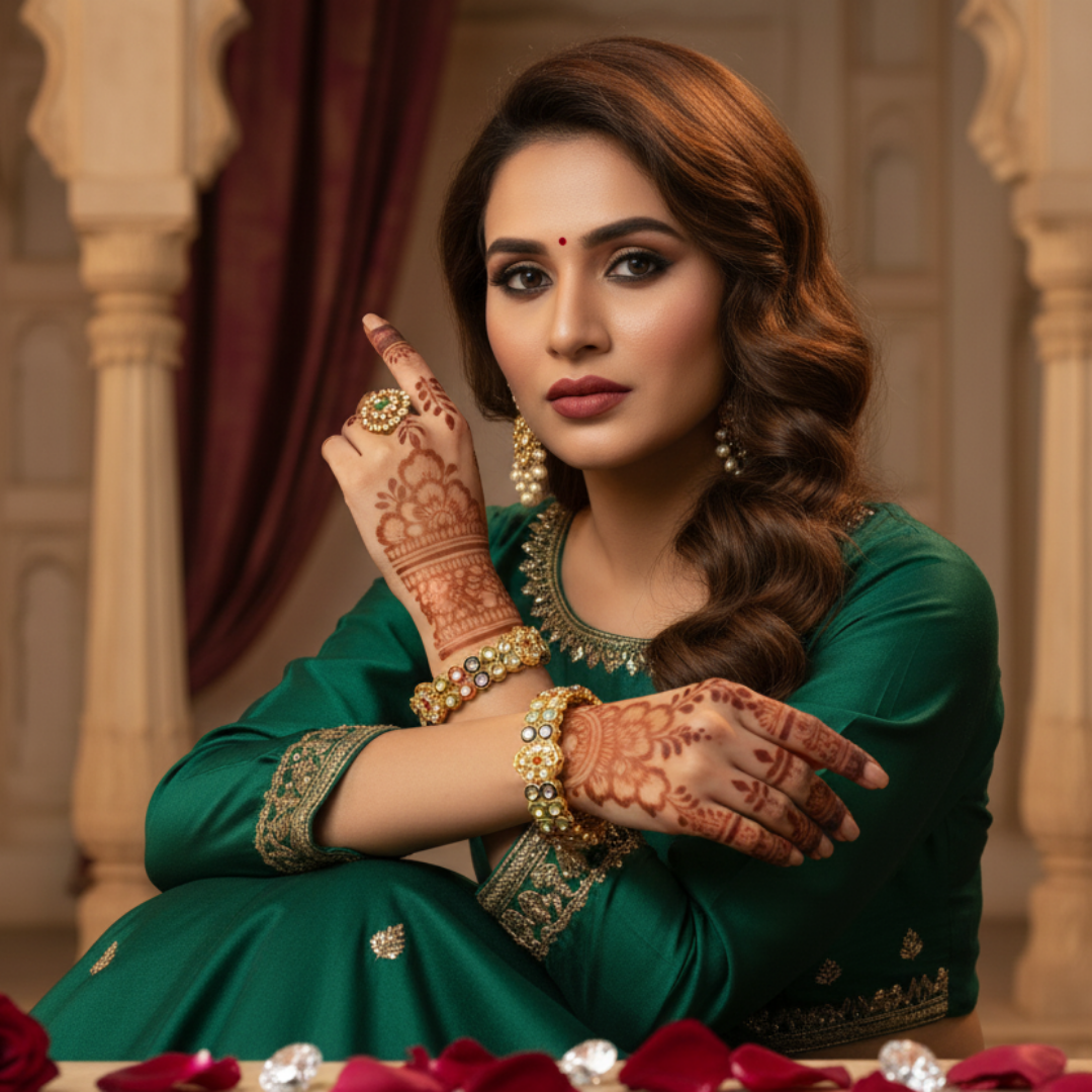 Gold-Toned Stone-Studded Bangles