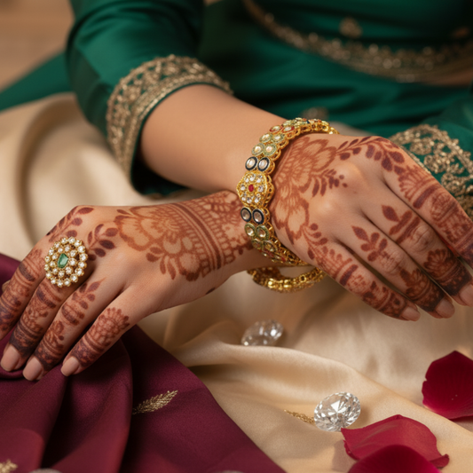Gold-Toned Stone-Studded Bangles