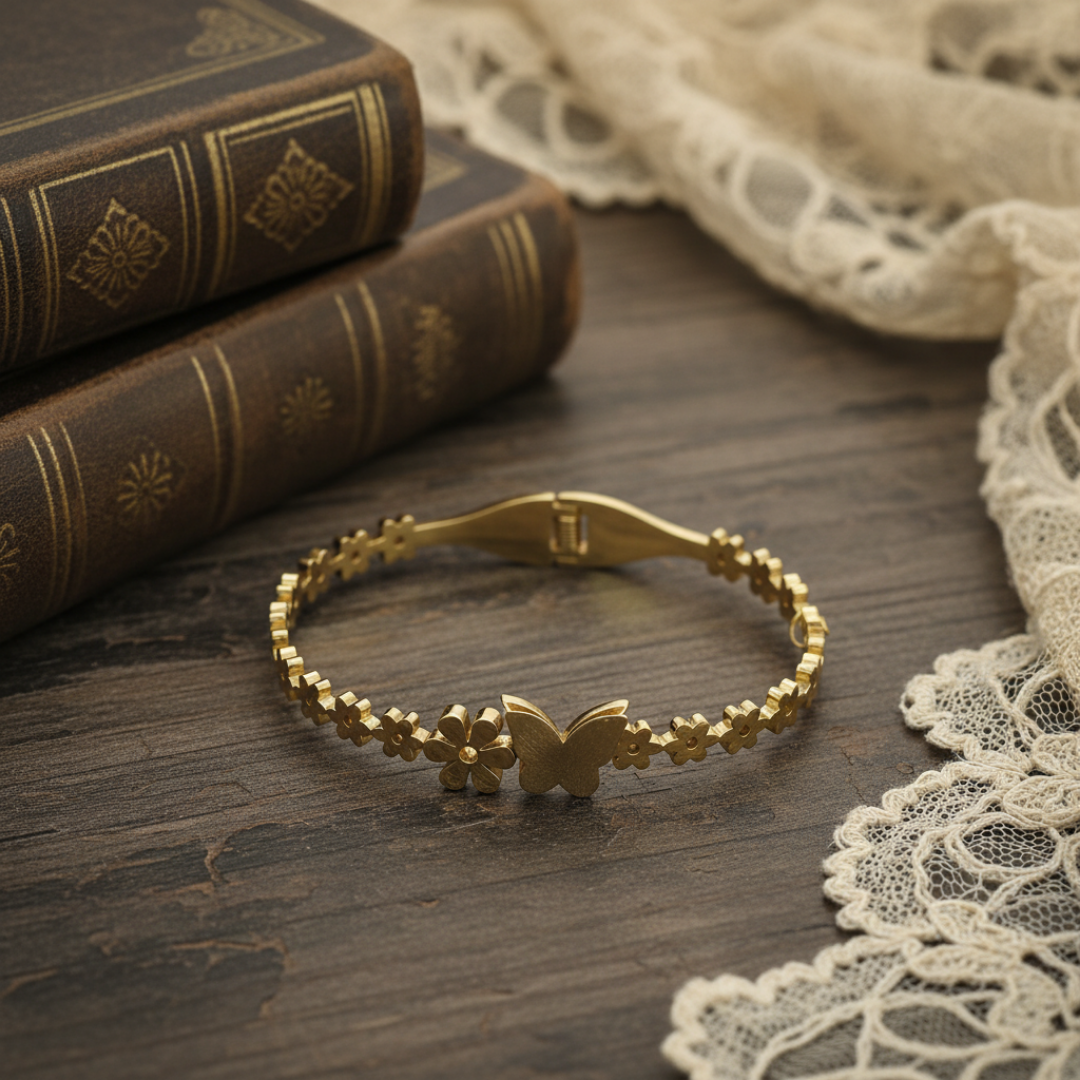 Noor Butterfly Charm Gold Bracelet
