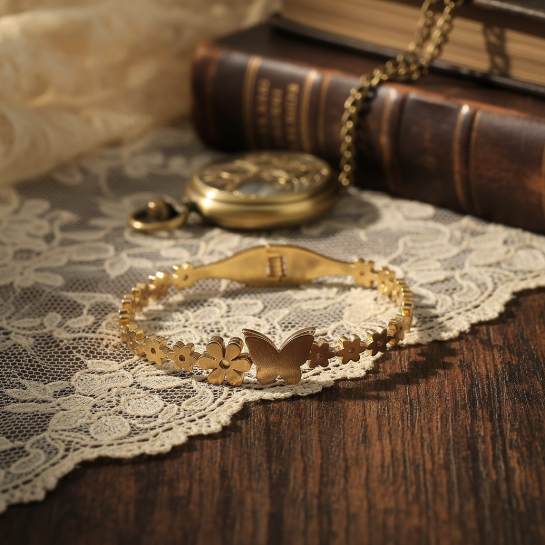 Noor Butterfly Charm Gold Bracelet