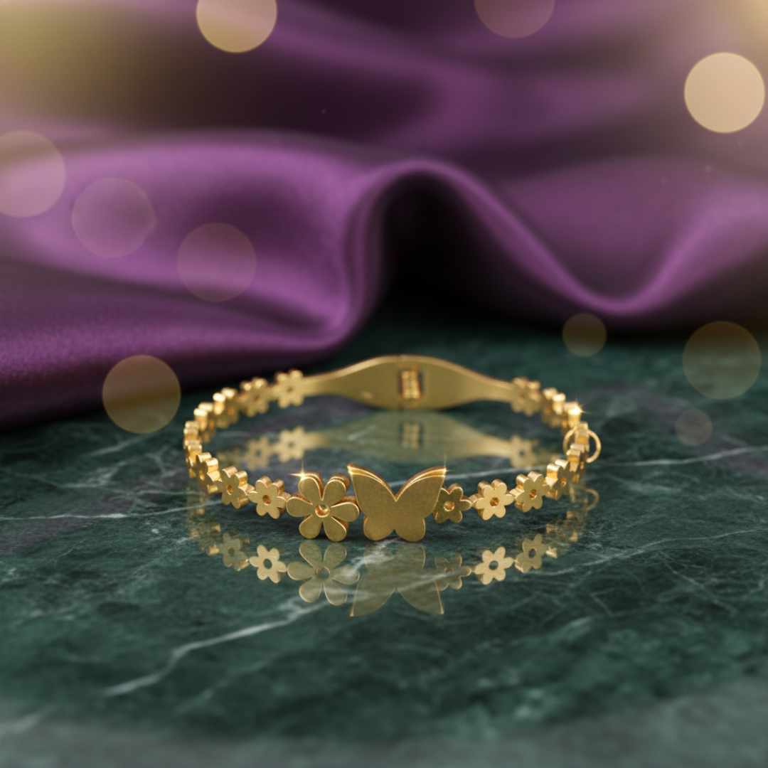 Noor Butterfly Charm Gold Bracelet