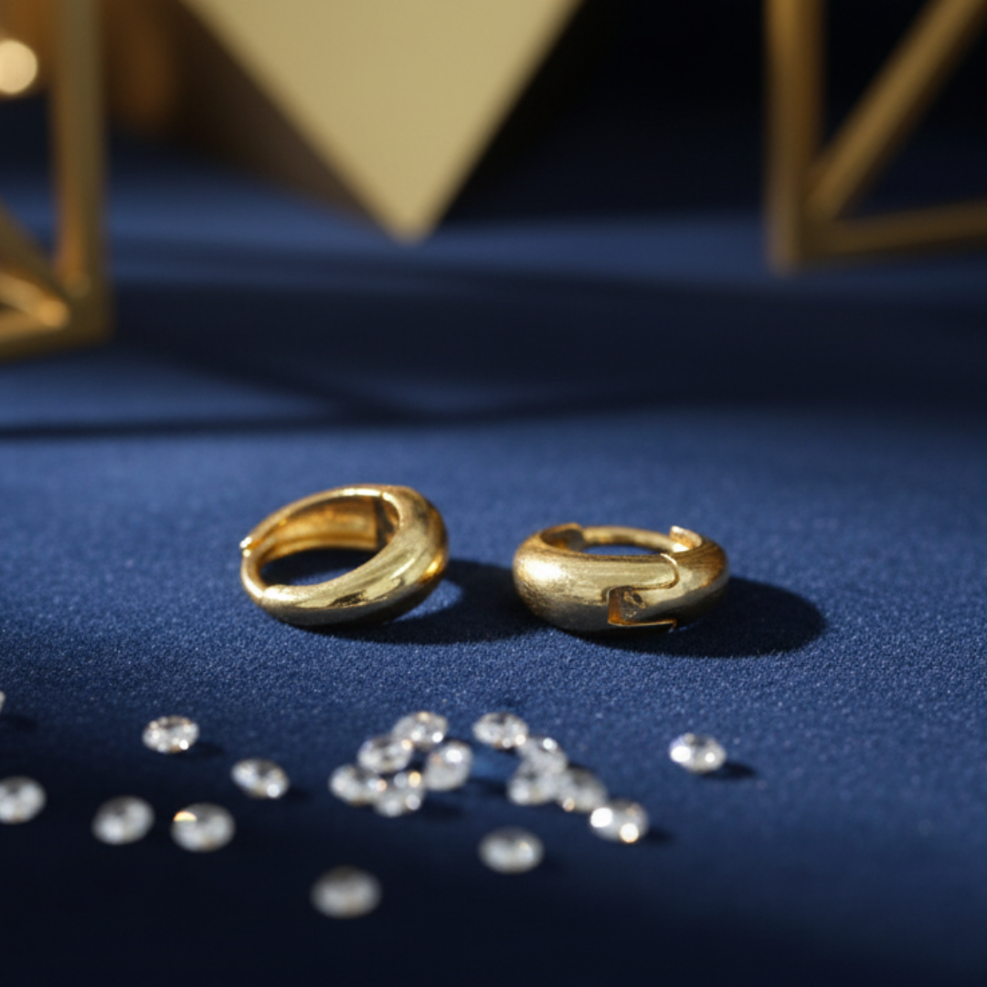 Minimalist Chunky Gold-Toned Huggie Hoop Earrings