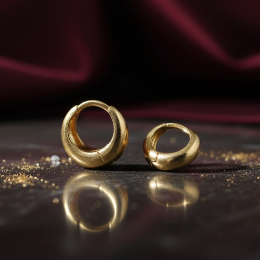 Minimalist Chunky Gold-Toned Huggie Hoop Earrings