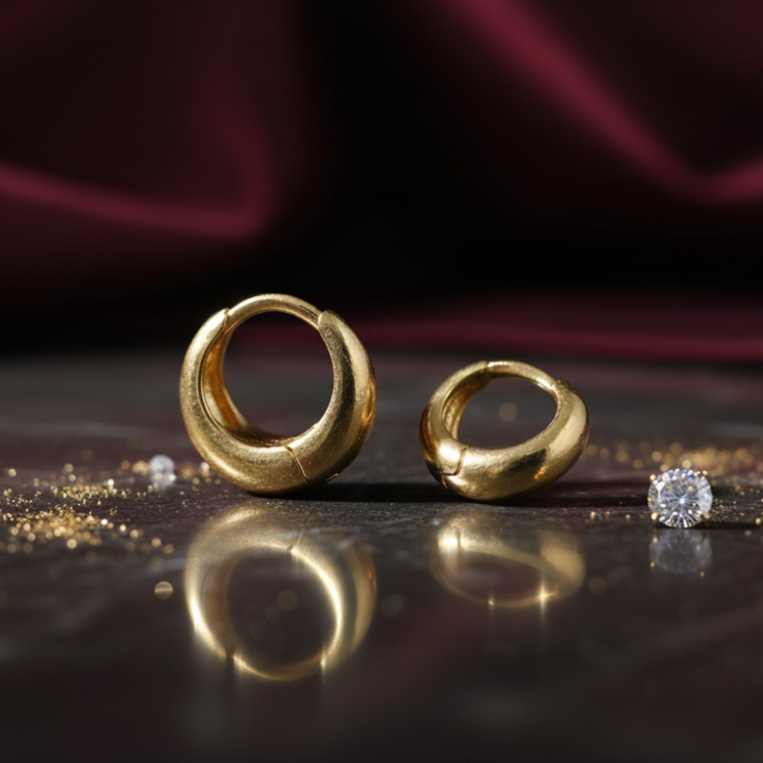 Minimalist Chunky Gold-Toned Huggie Hoop Earrings
