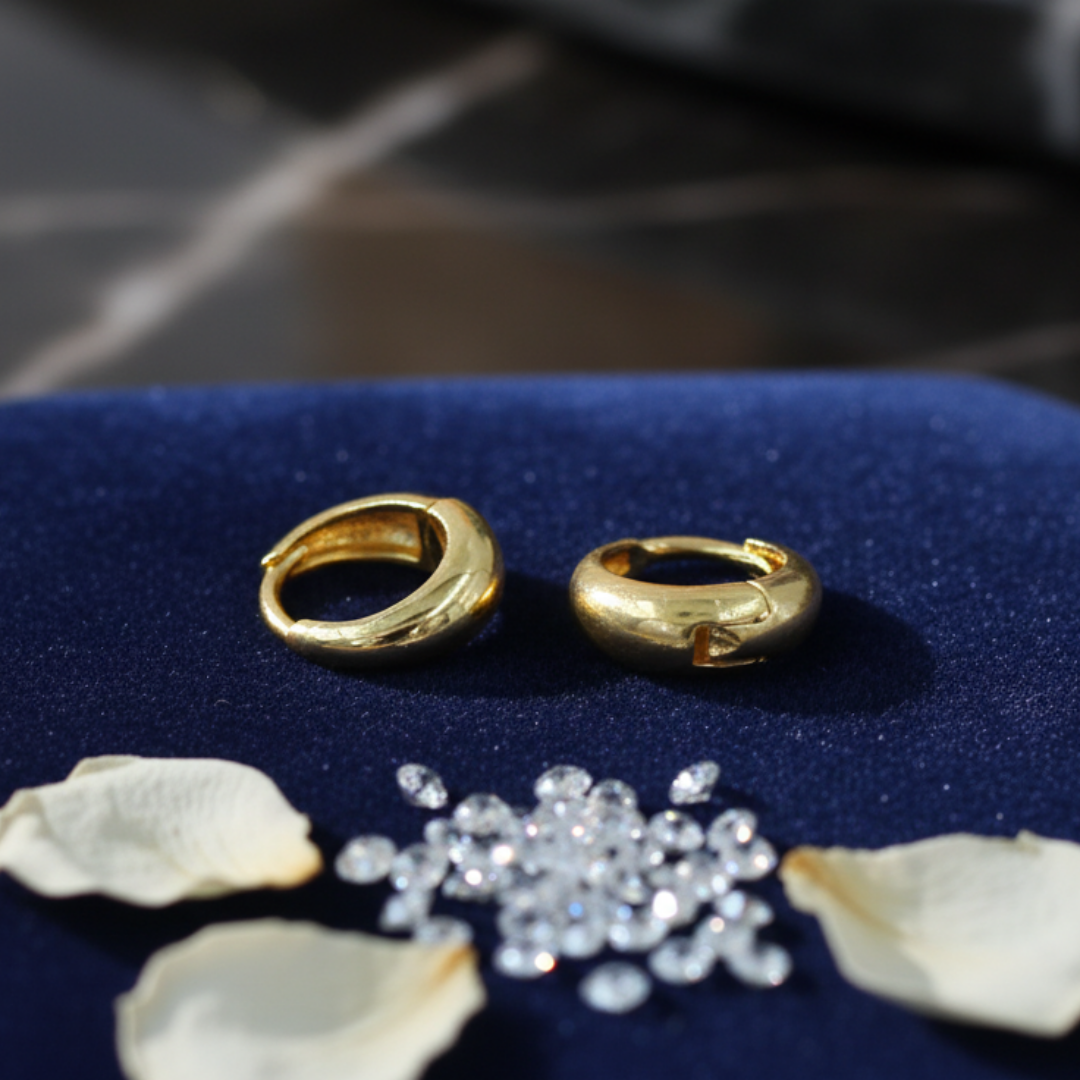 Minimalist Chunky Gold-Toned Huggie Hoop Earrings