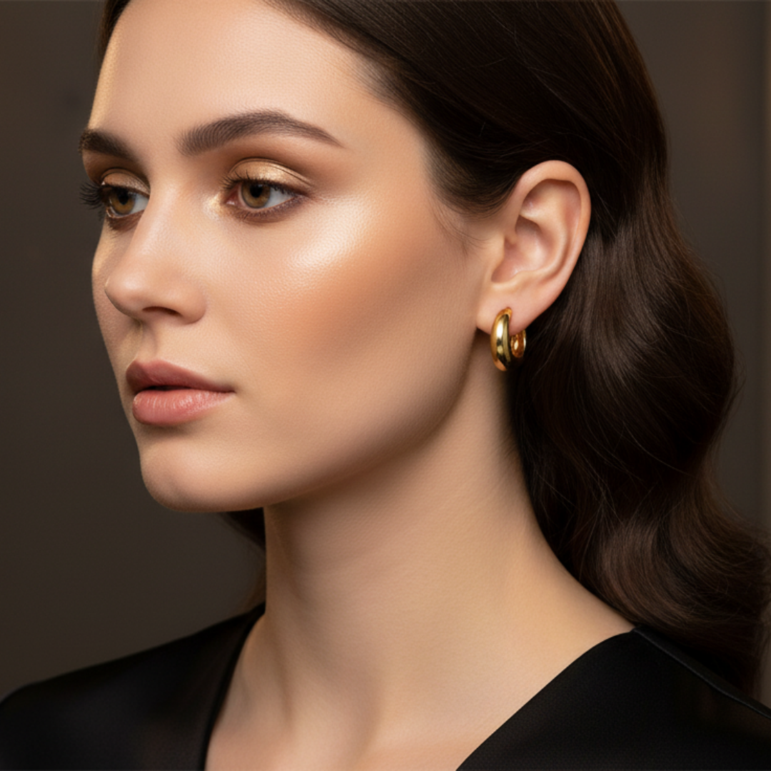 Minimalist Chunky Gold-Toned Huggie Hoop Earrings