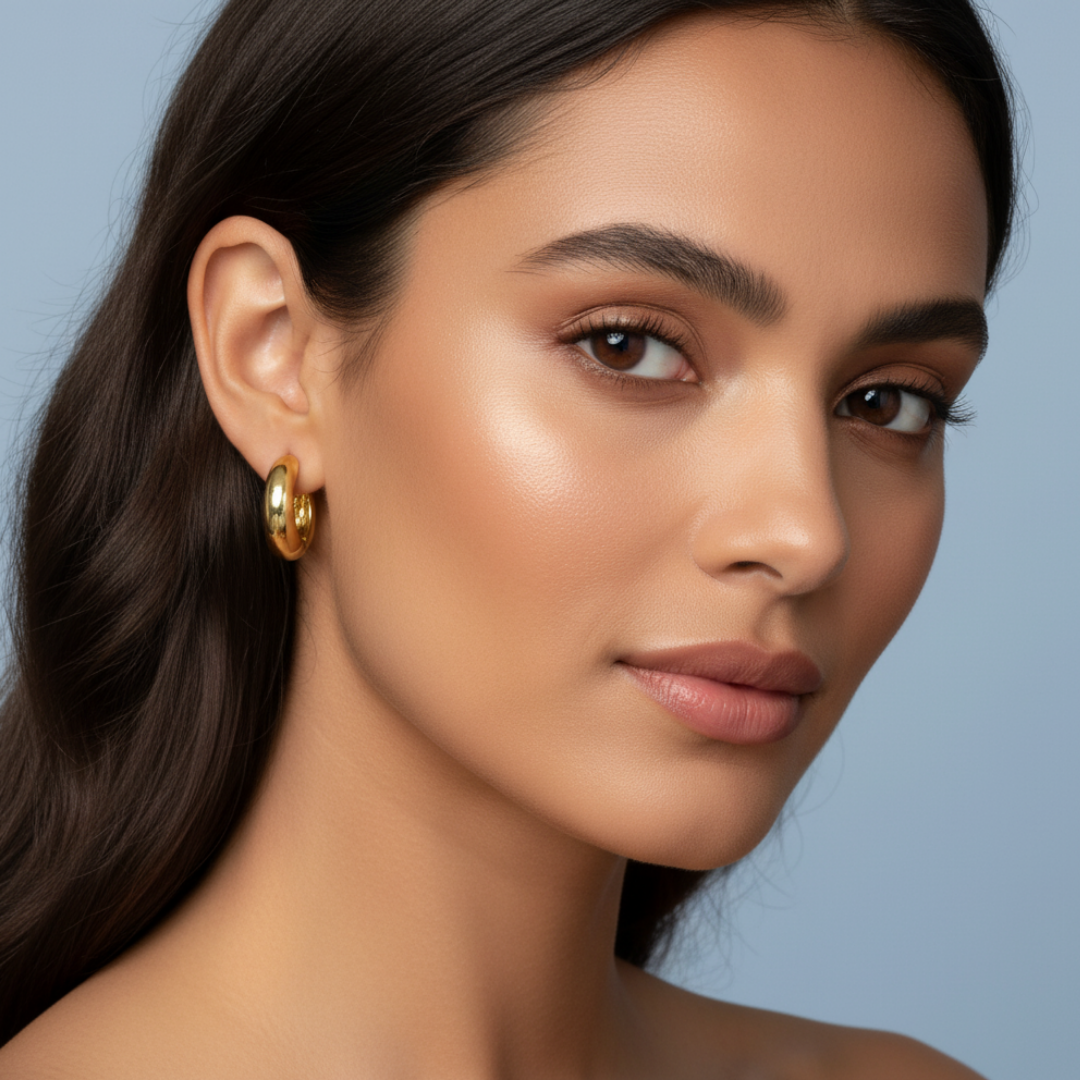 Minimalist Chunky Gold-Toned Huggie Hoop Earrings