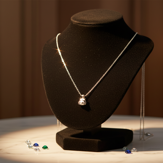 Cute Silver Panda Pendant Necklace