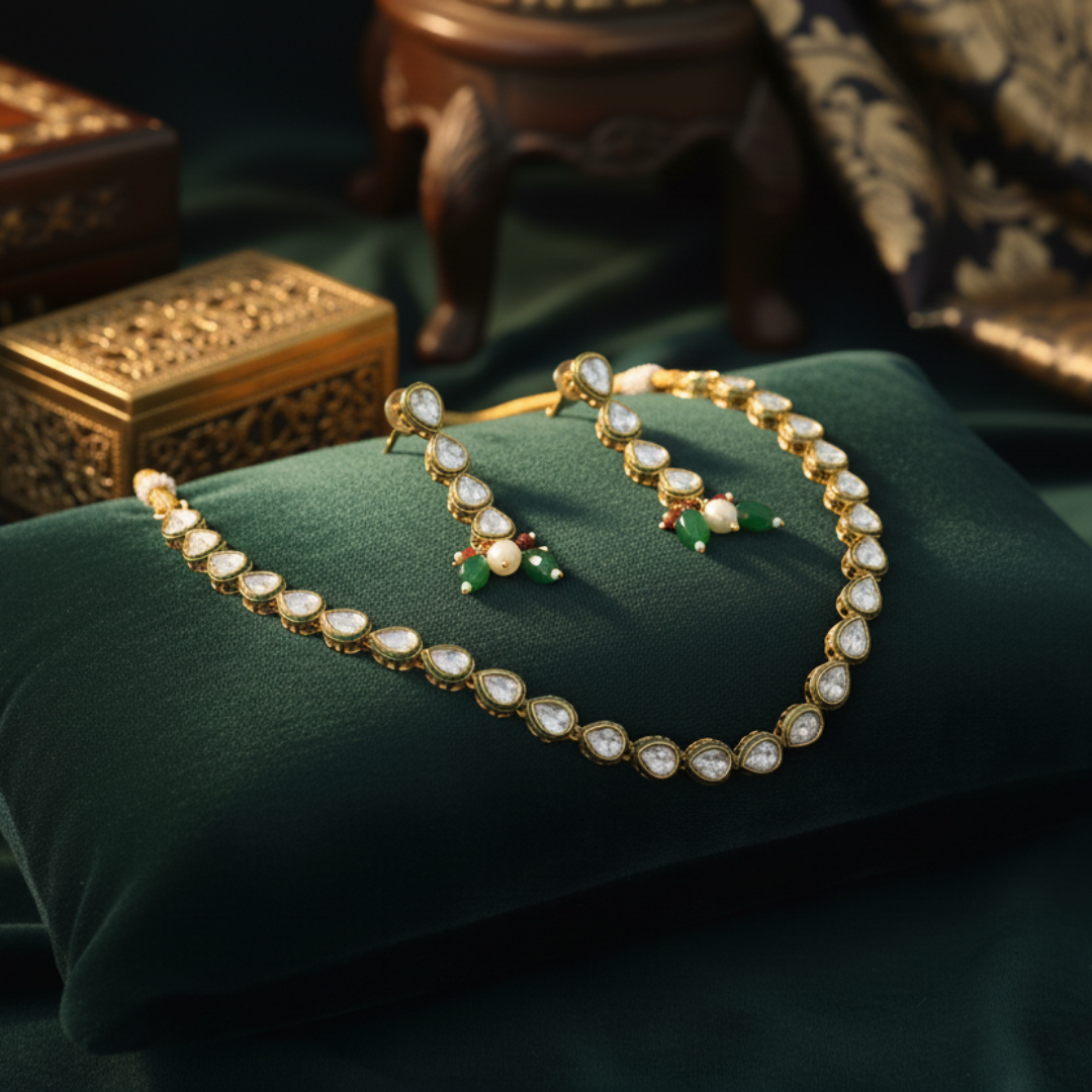 Kundan Necklace Set for Women with Earrings