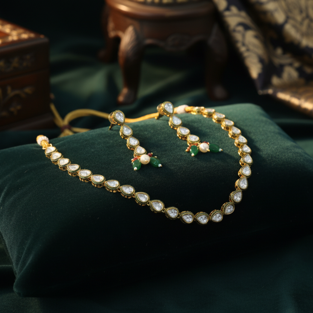 Kundan Necklace Set for Women with Earrings