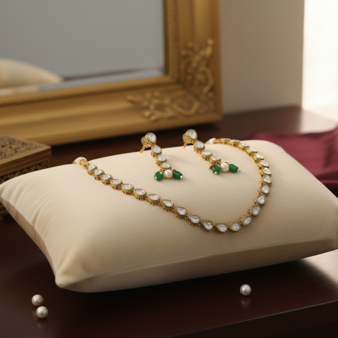 Kundan Necklace Set for Women with Earrings