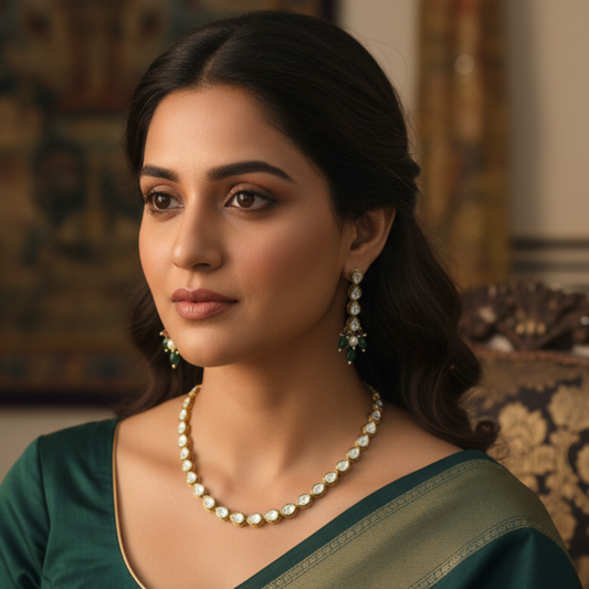 Kundan Necklace Set for Women with Earrings