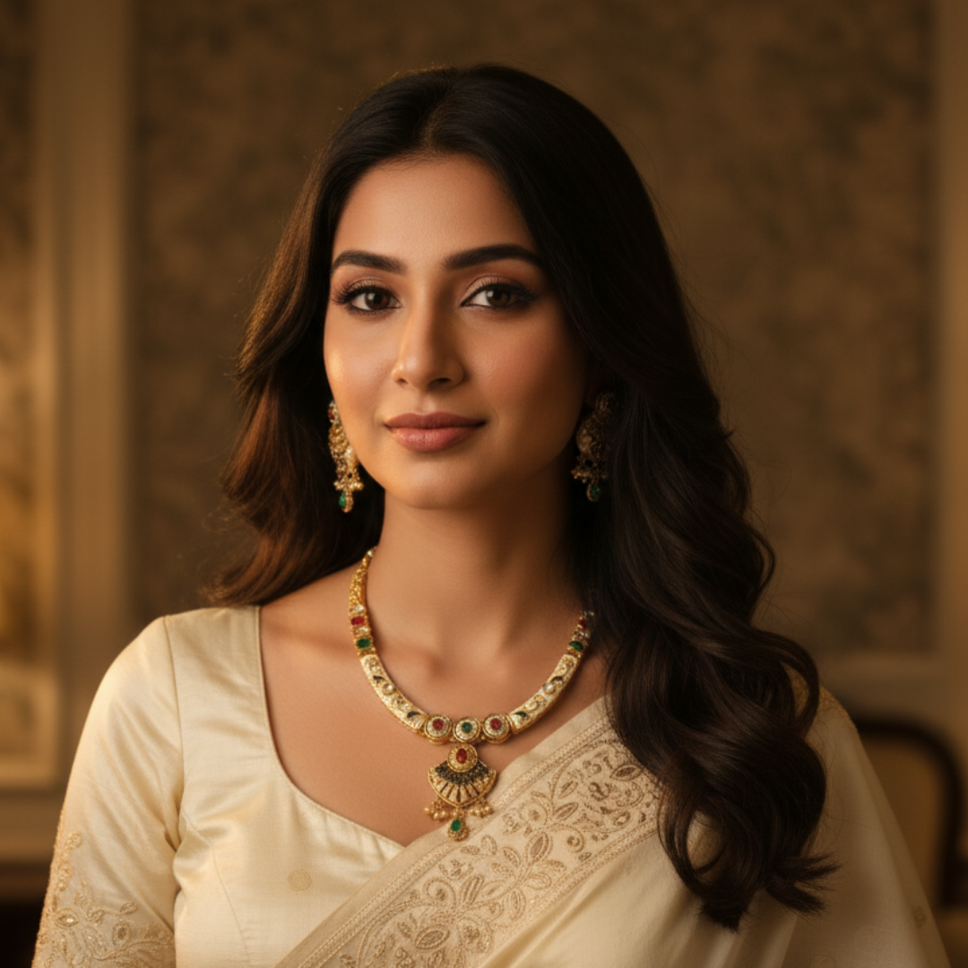 Antique Kundan & Mehak Jewellery Set with Ruby & Pearl Drops