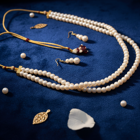 Royal White Pearl Bridal Necklace Set