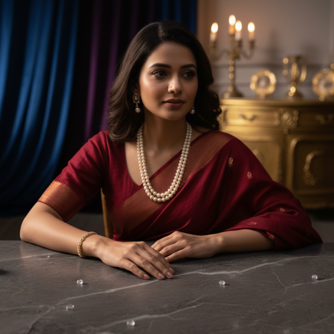 Royal White Pearl Bridal Necklace Set