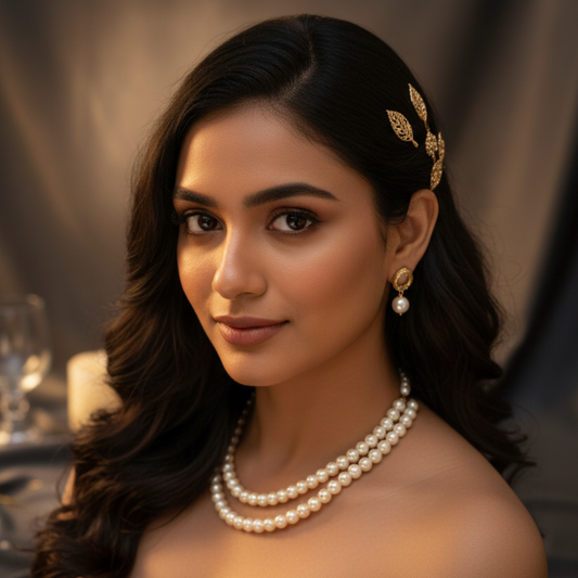 Royal White Pearl Bridal Necklace Set