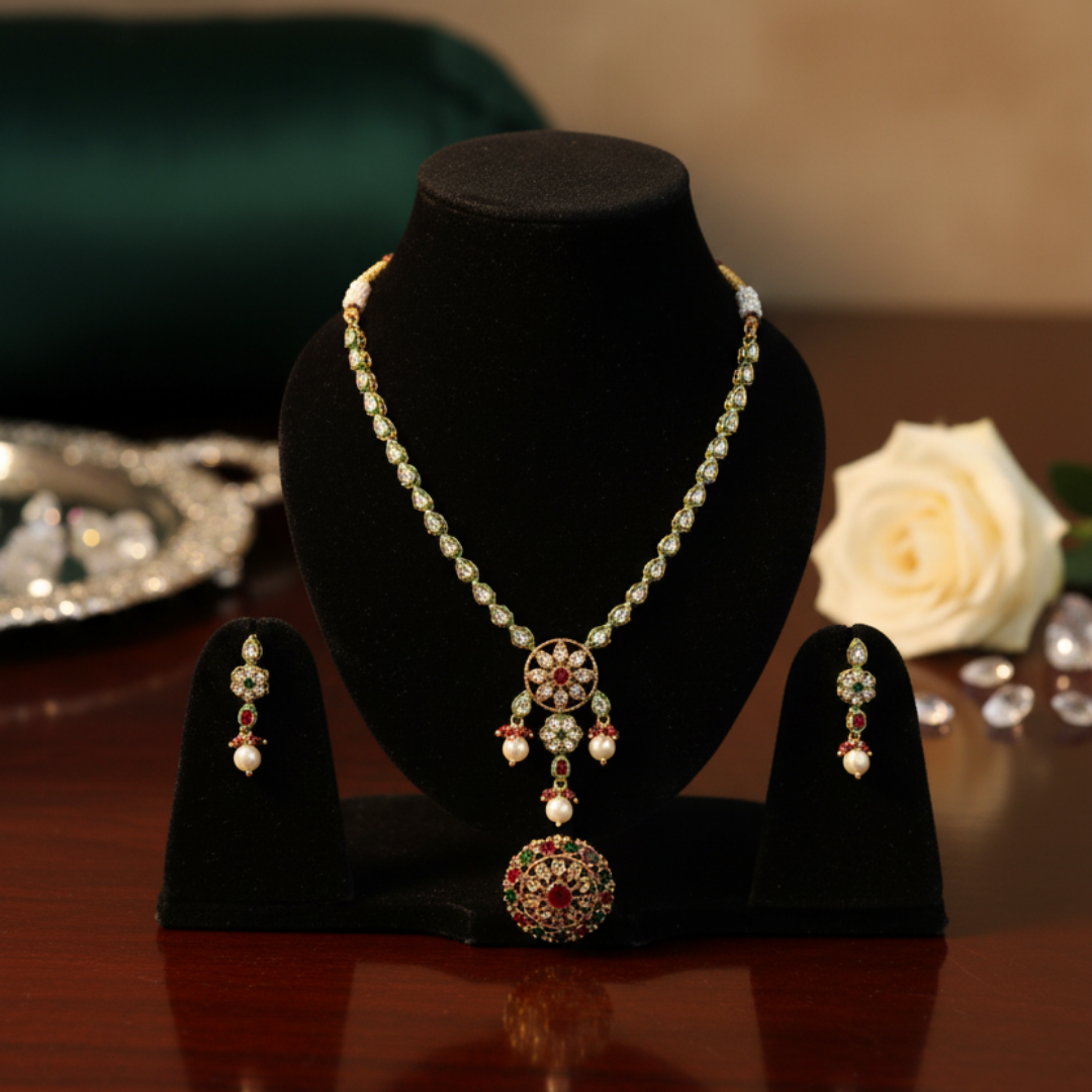 Gold Plated Kundan Necklace Set