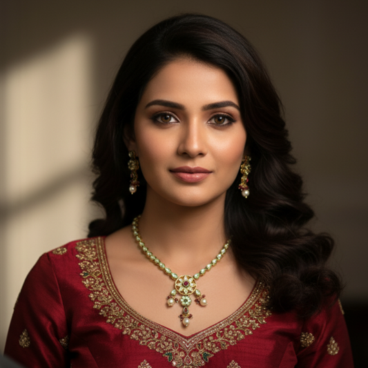 Gold Plated Kundan Necklace Set