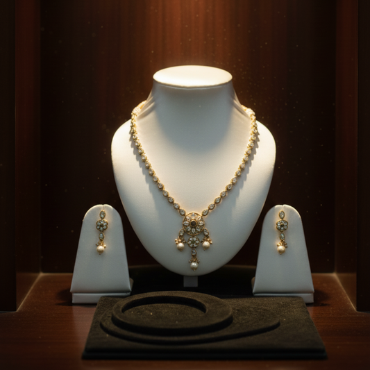 Gold Plated Kundan Necklace Set