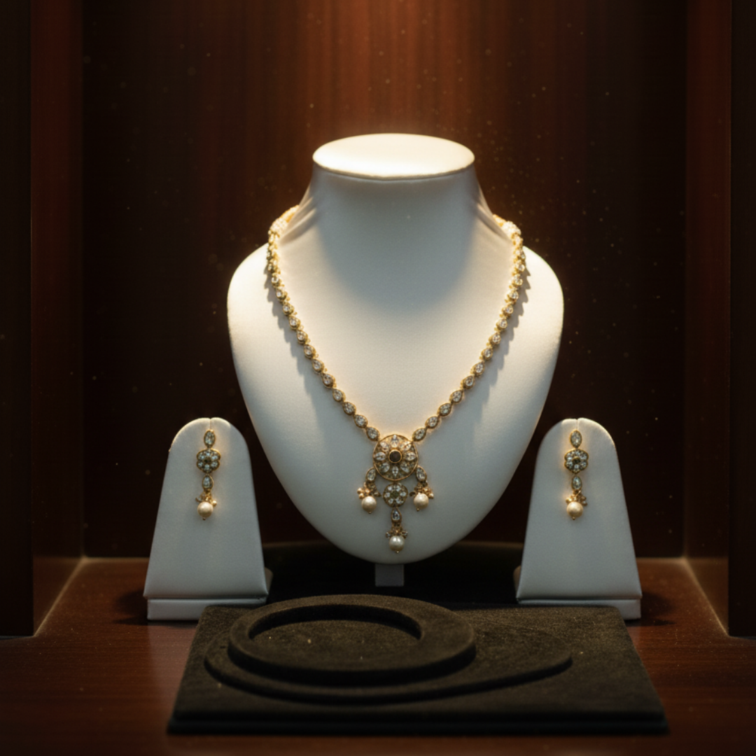 Gold Plated Kundan Necklace Set