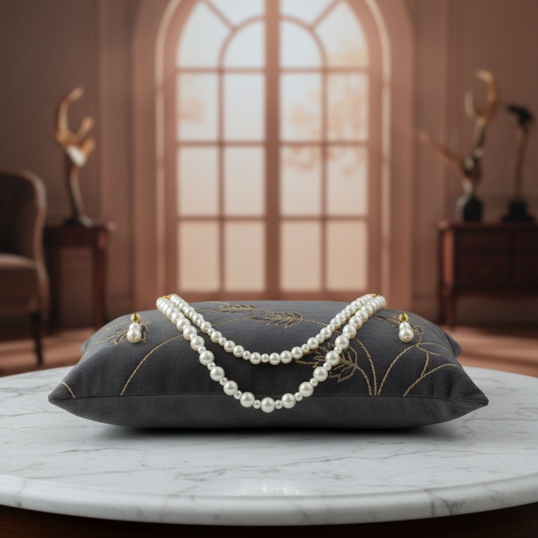 Mehak Classic Two-Strand Pearl Necklace with Earrings