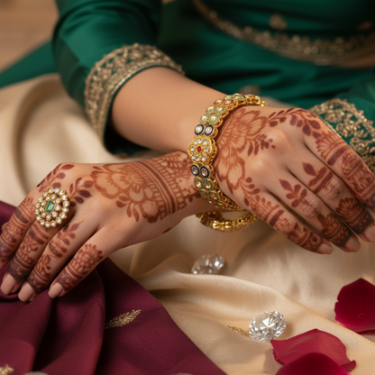 Gold-Toned Stone-Studded Bangles